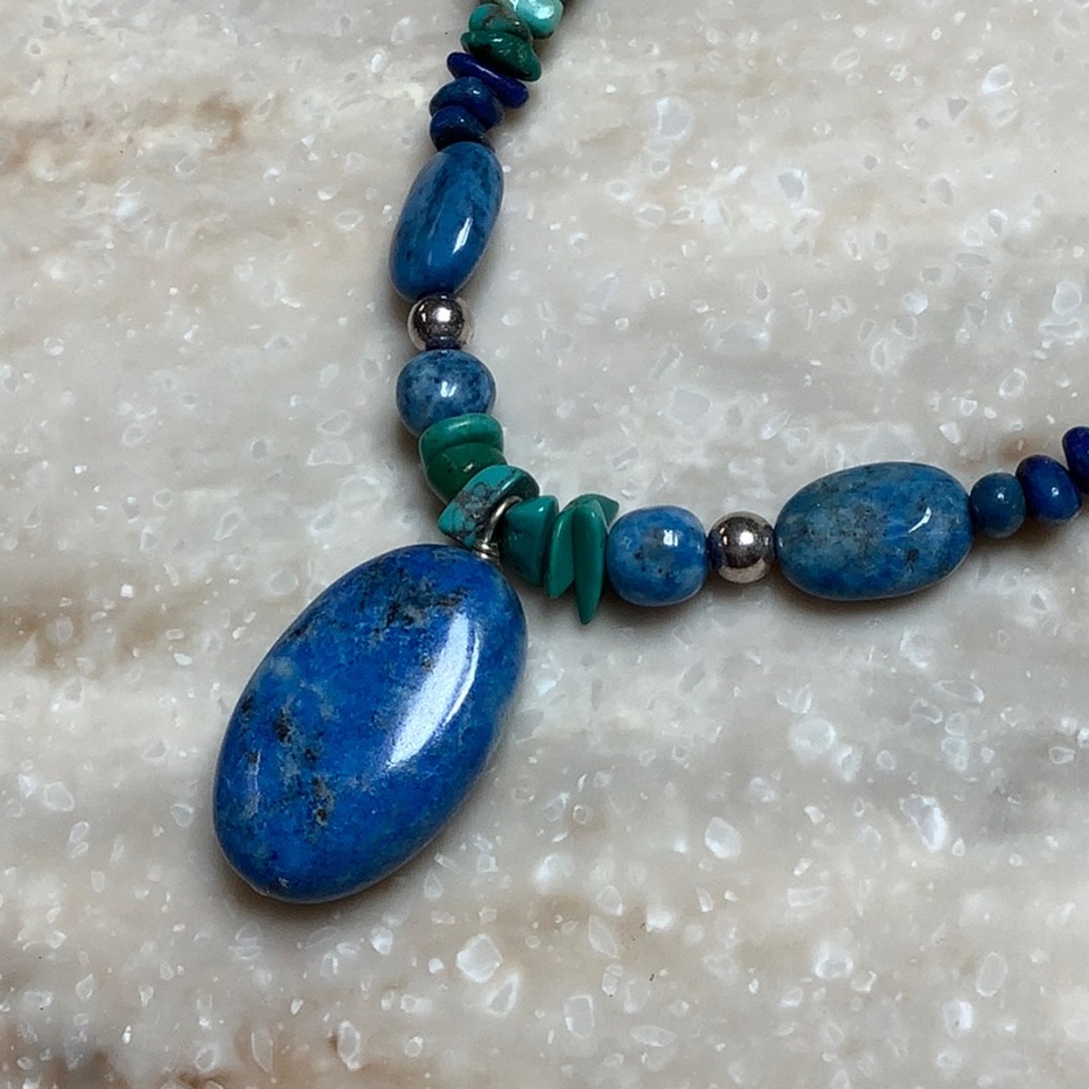 😍925 Silver & Turquoise/Lapis Necklace😍NWOT - Picture 3 of 8